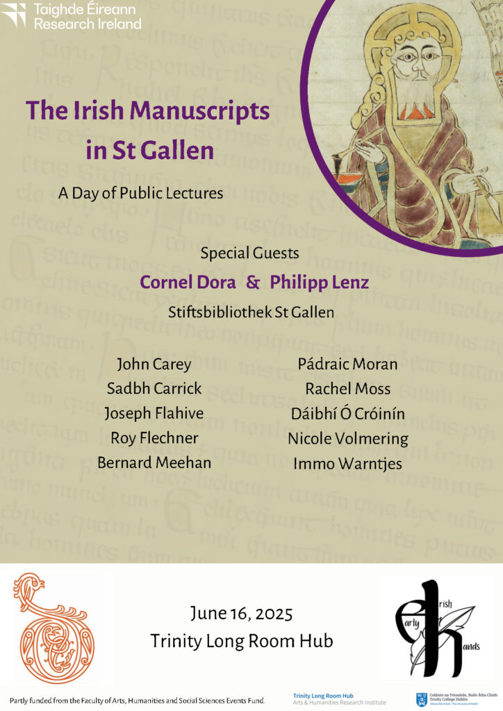 Poster announcing a day of lectures about the Irish manuscripts in St Gallen